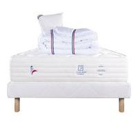 Ensemble Matelas 90x190 cm, Patriote Mousse, 27 cm, mémoire de forme , ferme, face été/hiver + sommier blanc ep 13cm + oreiller + couette G