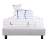 Ensemble Matelas 90x190 cm, Patriote Mousse, 27 cm, mémoire de forme , ferme, face été/hiver + sommier gris ep20cm + oreiller + couette G
