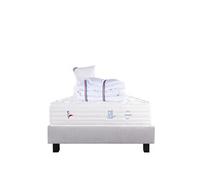 Ensemble Matelas 90x190 cm, Patriote Mousse, 27 cm, mémoire de forme , ferme, face été/hiver + sommier gris ep20cm + oreiller + couette