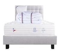 Ensemble Matelas 90x190 cm, Patriote Mousse, 27 cm, mémoire de forme , ferme, face été/hiver + sommier gris ep20cm + oreiller + couette + Tête de Lit G