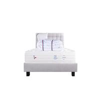 Ensemble Matelas 90x190 cm, Patriote Mousse, 27 cm, mémoire de forme , ferme, face été/hiver + sommier gris ep20cm + oreiller + couette + Tête de Lit