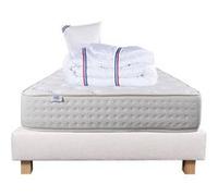 Ensemble Matelas 90x190 cm, Purlux, 26 cm, mousse mémoire de forme, ferme, face été/hiver + sommier beige ep20cm + oreiller + couette G