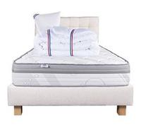 Ensemble Matelas 90x190 cm, Relaxation, 26 cm, ressorts ensachés, ferme, face été/hiver + sommier beige ep20cm + oreiller + couette + Tête de Lit G