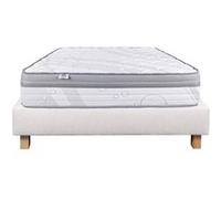 Ensemble Matelas 90x190 cm, Relaxation, 26 cm, ressorts ensachés, ferme, face été/hiver + sommier beige ep20cm G