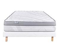 Ensemble Matelas 90x190 cm, Relaxation, 26 cm, ressorts ensachés, ferme, face été/hiver + sommier blanc ep 13cm G