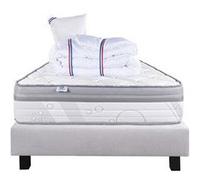 Ensemble Matelas 90x190 cm, Relaxation, 26 cm, ressorts ensachés, ferme, face été/hiver + sommier gris ep20cm + oreiller + couette G