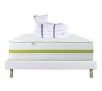 Ensemble Matelas 90x190 cm, Rêverie, 30 cm, mémoire de forme, ferme, face été/hiver + sommier blanc ep 13cm + oreiller + couette G
