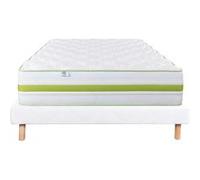 Ensemble Matelas 90x190 cm, Rêverie, 30 cm, mémoire de forme, ferme, face été/hiver + sommier blanc ep 13cm G