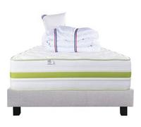 Ensemble Matelas 90x190 cm, Rêverie, 30 cm, mémoire de forme, ferme, face été/hiver + sommier gris ep20cm + oreiller + couette G