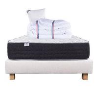 Ensemble Matelas 90x190 cm, Sérénité, 27 cm, ressorts ensachés, ferme, face été/hiver + sommier beige ep20cm + oreiller + couette G