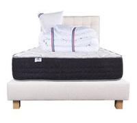 Ensemble Matelas 90x190 cm, Sérénité, 27 cm, ressorts ensachés, ferme, face été/hiver + sommier beige ep20cm + oreiller + couette + Tête de Lit G