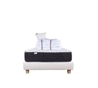 Ensemble Matelas 90x190 cm, Sérénité, 27 cm, ressorts ensachés, ferme, face été/hiver + sommier beige ep20cm + oreiller + couette