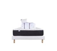 Ensemble Matelas 90x190 cm, Sérénité, 27 cm, ressorts ensachés, ferme, face été/hiver + sommier blanc ep 13cm + oreiller + couette