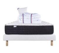 Ensemble Matelas 90x190 cm, Sérénité, 27 cm, ressorts ensachés, ferme, face été/hiver + sommier blanc ep 13cm + oreiller + couette G