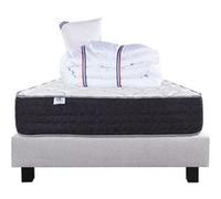 Ensemble Matelas 90x190 cm, Sérénité, 27 cm, ressorts ensachés, ferme, face été/hiver + sommier gris ep20cm + oreiller + couette G