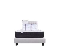 Ensemble Matelas 90x190 cm, Sérénité, 27 cm, ressorts ensachés, ferme, face été/hiver + sommier gris ep20cm + oreiller + couette + Tête de Lit