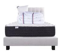 Ensemble Matelas 90x190 cm, Sérénité, 27 cm, ressorts ensachés, ferme, face été/hiver + sommier gris ep20cm + oreiller + couette + Tête de Lit G