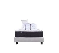 Ensemble Matelas 90x190 cm, Sérénité, 27 cm, ressorts ensachés, ferme, face été/hiver + sommier gris ep20cm + oreiller + couette