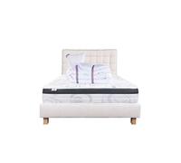 Ensemble Matelas 90x190 cm, Sleeplux, 26 cm, mousse mémoire de forme, ferme, face été/hiver + sommier beige ep20cm + oreiller + couette + Tête de Lit