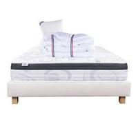Ensemble Matelas 90x190 cm, Sleeplux, 26 cm, mousse mémoire de forme, ferme, face été/hiver + sommier beige ep20cm + oreiller + couette G