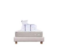 Ensemble Matelas 90x190 cm, Sublime, 20 cm, mémoire de forme, ferme, face été/hiver + sommier beige ep20cm + oreiller + couette