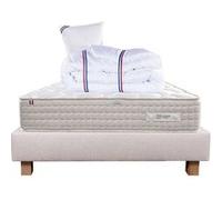 Ensemble Matelas 90x190 cm, Sublime, 20 cm, mémoire de forme, ferme, face été/hiver + sommier beige ep20cm + oreiller + couette G