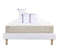 Ensemble Matelas 90x190 cm, Sublime, 20 cm, mémoire de forme, ferme, face été/hiver + sommier blanc ep 13cm + oreiller + couette G