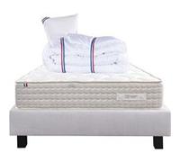 Ensemble Matelas 90x190 cm, Sublime, 20 cm, mémoire de forme, ferme, face été/hiver + sommier gris ep20cm + oreiller + couette G