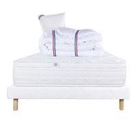Ensemble Matelas 90x190 cm, Thermotec, 24 cm, ferme, face été/hiver + sommier blanc ep 13cm + oreiller + couette G