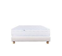 Ensemble Matelas 90x190 cm, Thermotec, 24 cm, mémoire de forme, ferme, face été/hiver + sommier beige ep20cm