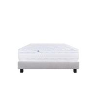 Ensemble Matelas 90x190 cm, Thermotec, 24 cm, mémoire de forme, ferme, face été/hiver + sommier gris ep20cm