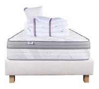 Ensemble Matelas 90x190 cm, ViscoPlus, 26 cm, mémoire de forme, ferme, face été/hiver + sommier beige ep20cm + oreiller + couette G