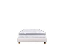 Ensemble Matelas 90x190 cm, ViscoPlus, 26 cm, mémoire de forme, ferme, face été/hiver + sommier beige ep20cm