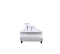 Ensemble Matelas 90x190 cm, ViscoPlus, 26 cm, mémoire de forme, ferme, face été/hiver + sommier gris ep20cm + oreiller + couette