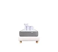 Ensemble Matelas 90x190 cm, Zen, 20 cm, ferme, face été/hiver + sommier beige ep20cm + oreiller + couette