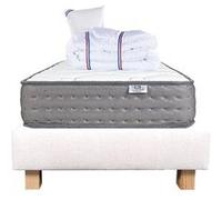 Ensemble Matelas 90x190 cm, Zen, 20 cm, ferme, face été/hiver + sommier beige ep20cm + oreiller + couette G
