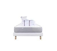 Ensemble Matelas 90x190 cm, Zen, 20 cm, ferme, face été/hiver + sommier blanc ep 13cm + oreiller + couette