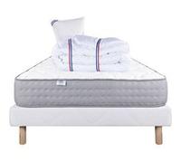Ensemble Matelas 90x190 cm, Zen, 20 cm, ferme, face été/hiver + sommier blanc ep 13cm + oreiller + couette G