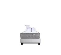 Ensemble Matelas 90x190 cm, Zen, 20 cm, ferme, face été/hiver + sommier gris ep20cm + oreiller + couette
