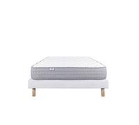 Ensemble Matelas 90x190 cm, Zen, 20 cm, mémoire de forme, ferme, face été/hiver + sommier blanc ep 13cm