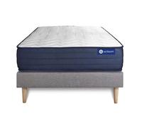 Ensemble matelas ACTIFLEX LIFE 120x200 Ressorts ensaches et Memoire de forme 5zones de confort + sommier KIT gris