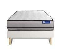 Ensemble matelas ACTIFLEX NIGHT 90x190cm RESSORTS ENSACHES 3zones de confort + sommier KIT blanc