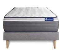 Ensemble matelas ACTIFLEX PLUS 120x200 Ressorts ensaches+Memoire de forme Maxi epaisseur 7zones de confort + sommier KIT gris