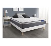 Ensemble matelas ACTIFLEX PLUS 140x190 Ressorts ensaches+Memoire de forme Maxi epaisseur 7zones confort + sommier KIT blanc