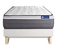Ensemble matelas ACTIFLEX PLUS 80x200 Ressorts ensaches+Memoire de forme Maxi epaisseur 7zones de confort + sommier KIT blanc