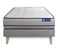 Ensemble matelas ACTILATEX 120x200cm 2 faces a MÉMOIRE DE FORME + LATEX 3zones de confort + sommier KIT gris