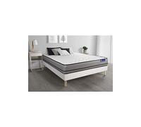 Ensemble matelas ACTILATEX 140x190cm 2 faces a MÉMOIRE DE FORME+LATEX 3zones de confort + sommier KIT blanc