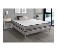 Ensemble matelas ACTILATEX 200x200cm 2 faces a MÉMOIRE DE FORME+LATEX 3zones de confort + sommier KIT gris