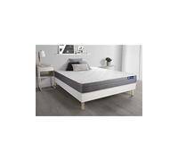Ensemble matelas ACTILATEX DREAM Latex et mémoire de forme 140x200 cm 5zones de confort + sommier KIT blanc