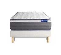 Ensemble matelas ACTILATEX PLUS 90x200 Latex+Memoire de forme Maxi epaisseur 7zones de confort + sommier KIT blanc